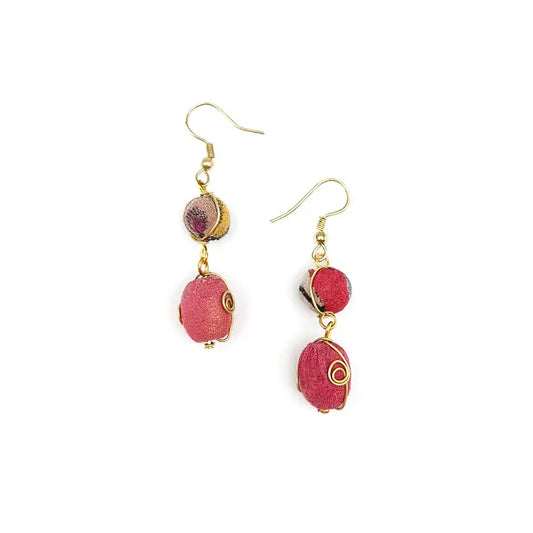 Aasha Brass Wire Wrapped Circle and Oval Bead Earrings (E5074)