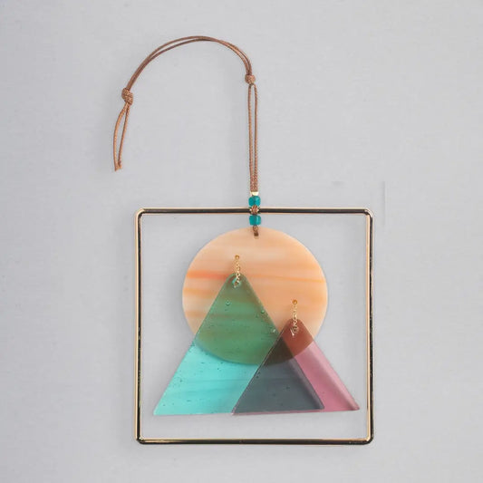 Stained Glass Light Catcher - Sunset Mountains  LG004