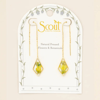 Pressed Flower Thread Earring - Yellow Baby's Breath/Gold (FT002)