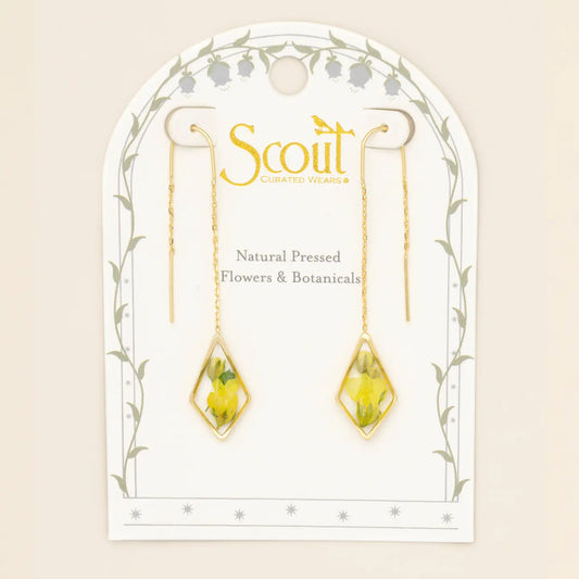 Pressed Flower Thread Earring - Yellow Baby's Breath/Gold (FT002)