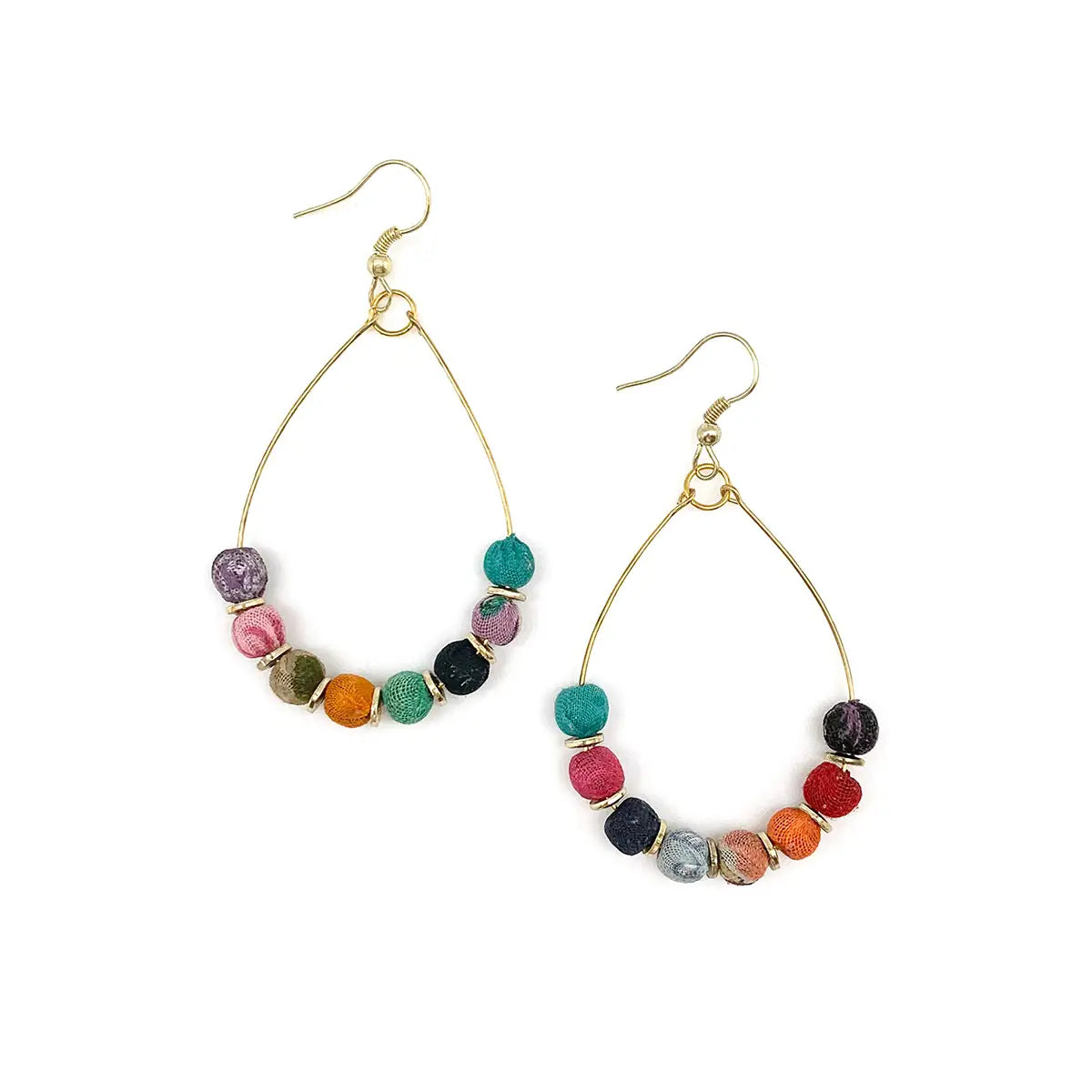 Aasha Open Frame Teardrop Round Bead Earrings (E5085)