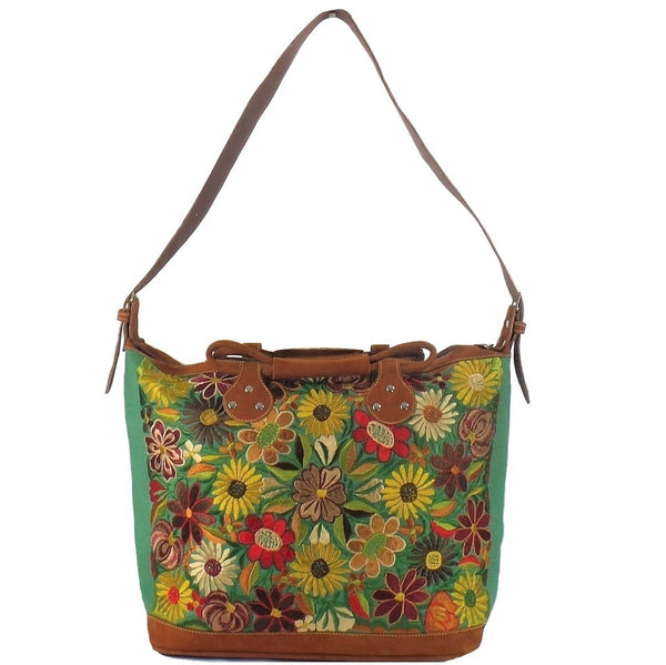 Green Embroidered Tote (AP260)