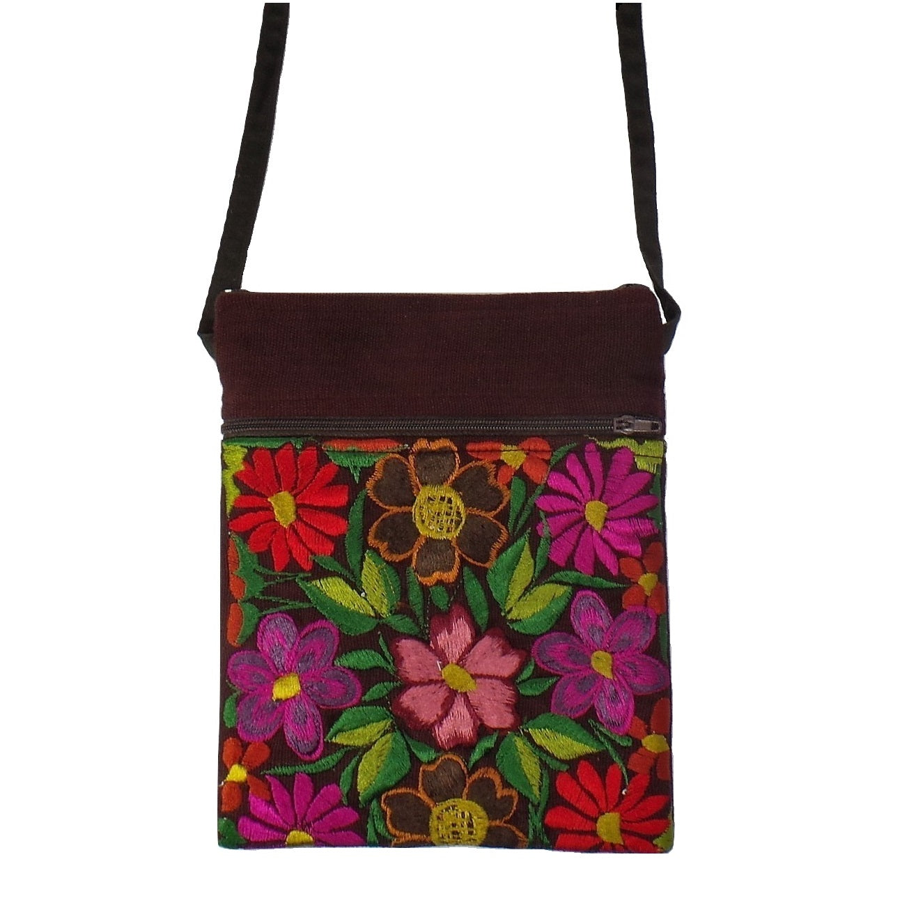 Brown Embroidered Passport Bag (EA32)