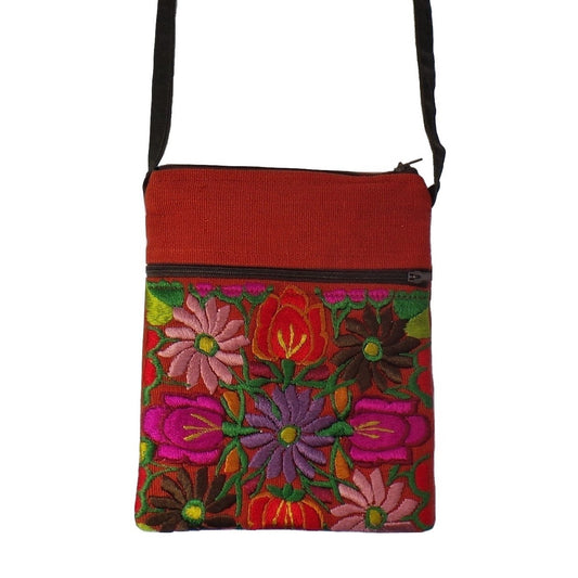 Rust Embroidered Passport Bag (EA32)