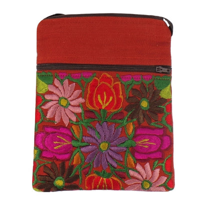 Rust Embroidered Passport Bag (EA32)