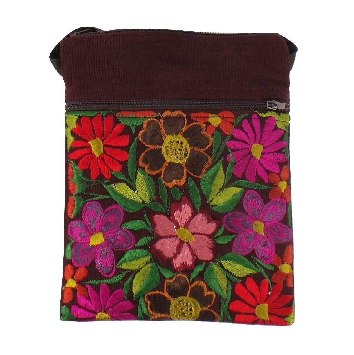 Brown Embroidered Passport Bag (EA32)