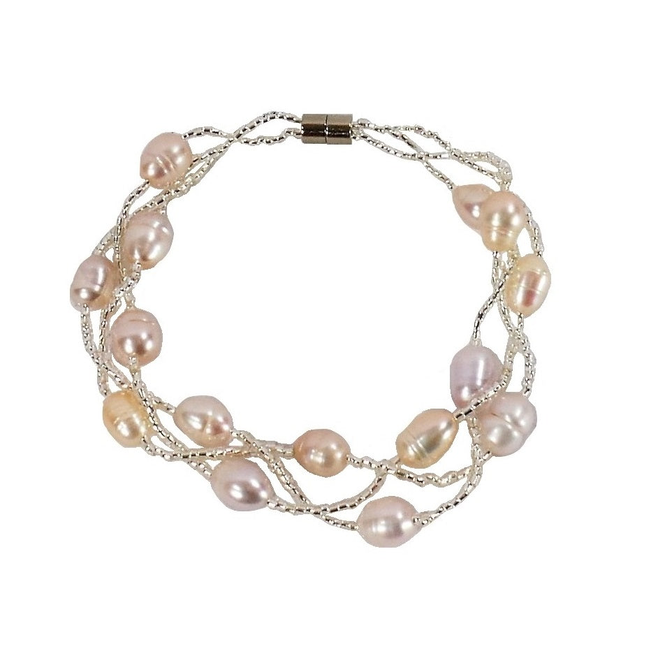 Multi Pink Freshwater Pearl Bracelet (BF017)