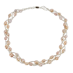 Multi Pink Freshwater Pearl Necklace (F022)