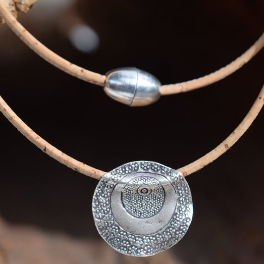 Sterling Silver Circle Medallion Necklace (N102)