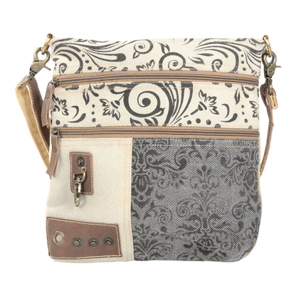 Double Zipper Floral Print Shoulder Bag (54940)