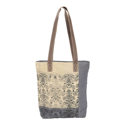Grey and Tan Floral Tote (54950)