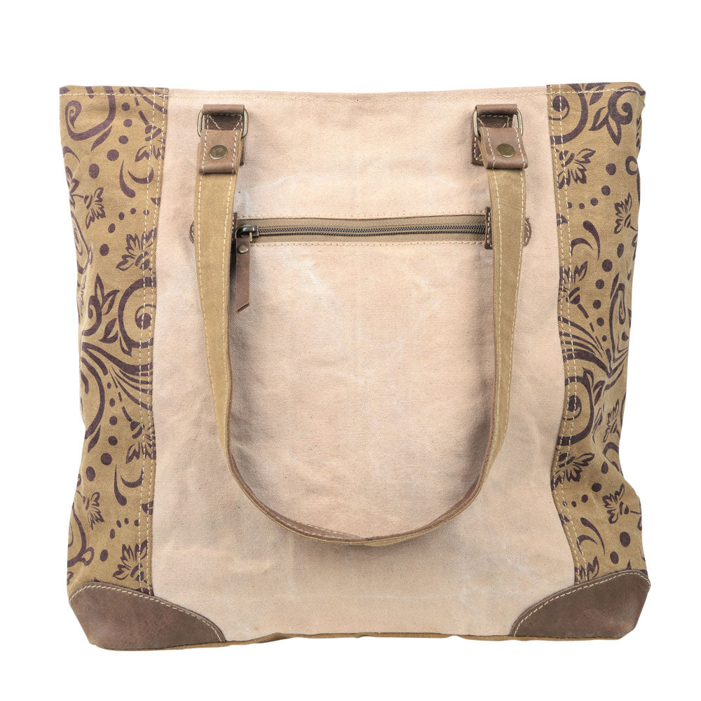 Vintage Flower with Large Front Pocket Canvas Tote (55540)