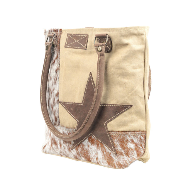 Star with Cowhide Canvas Tote (55542)