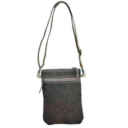 White Canvas Pattern with Fur Crossbody Bag (55576)