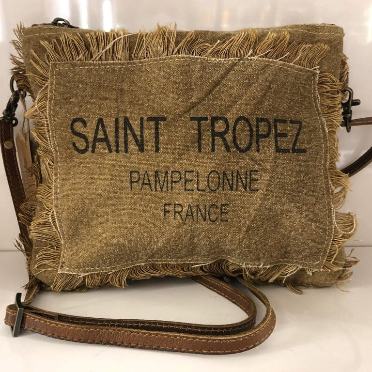 St Tropez Brown Canvas Shoulder Bag (55791)