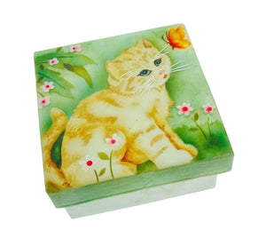 Small Kitten and Butterfly Trinket Box (1572C)