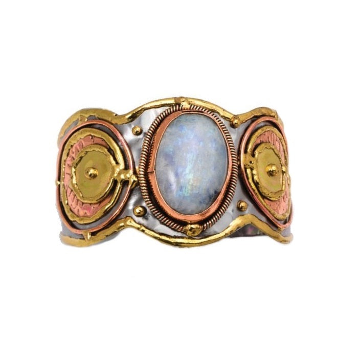 Rainbow Moonstone Cuff Bracelet (B2212)