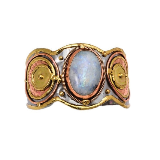 Rainbow Moonstone Cuff Bracelet (B2212)