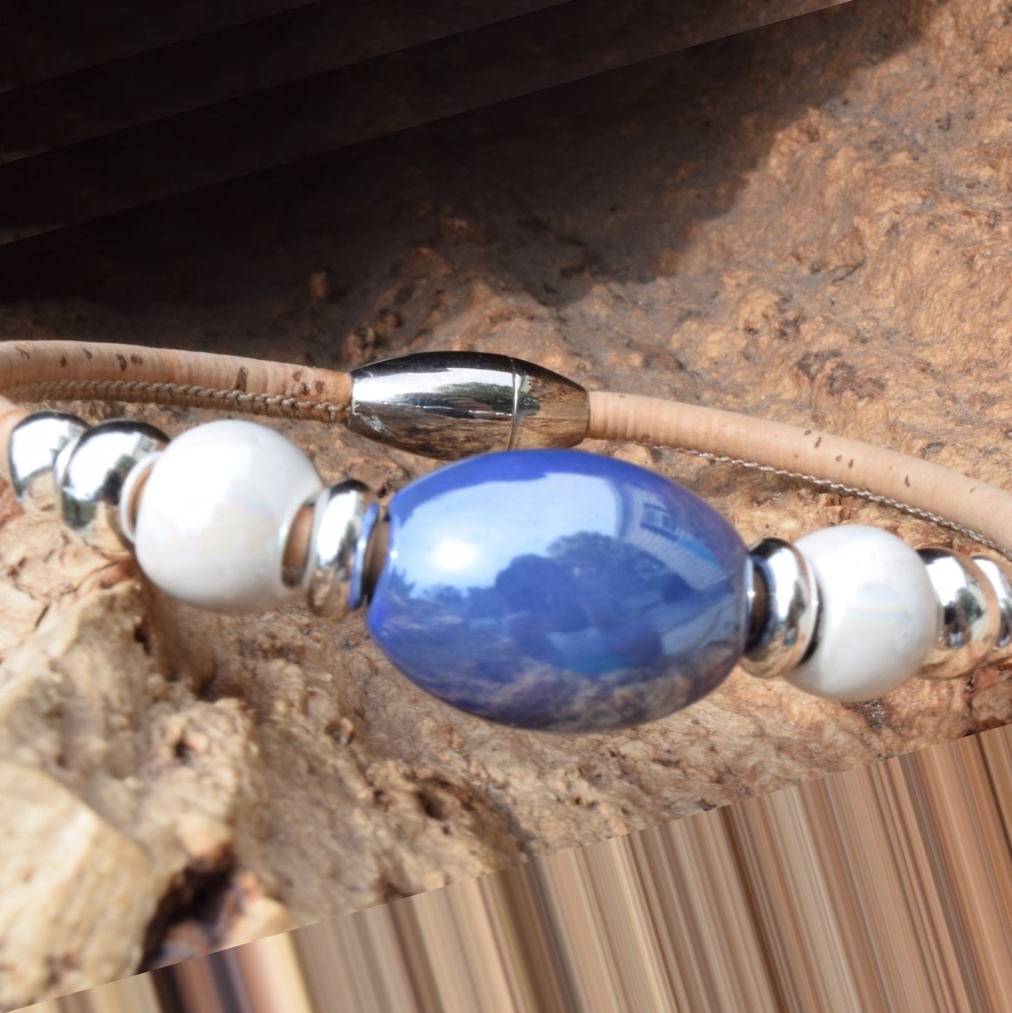 Violet Blue and White Bracelet (B61)