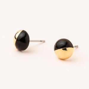 Dipped Stone Stud - Black Spinel/Gold (ES007)