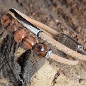 Cork and Olive Wood Wrap Bracelet (B37)