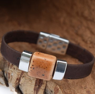 Speckled Orange Clay Bead Bracelet (B62)