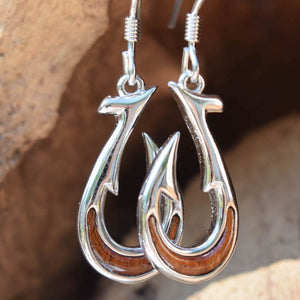 Sterling Silver Fish Hook Tale KOA Tree Cork Earrings (E23)