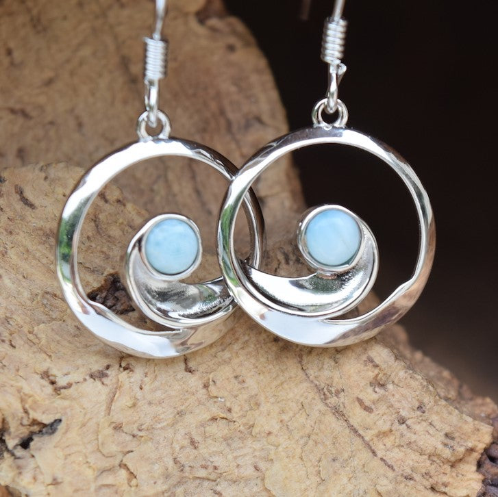 Wave Larimar Earrings (E30)
