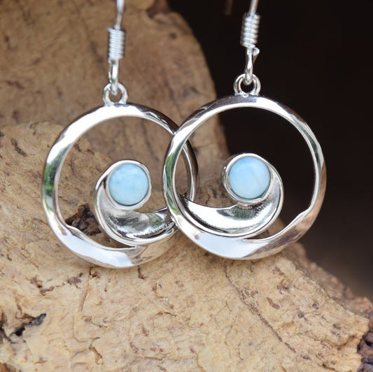 Wave Larimar Earrings (E30)