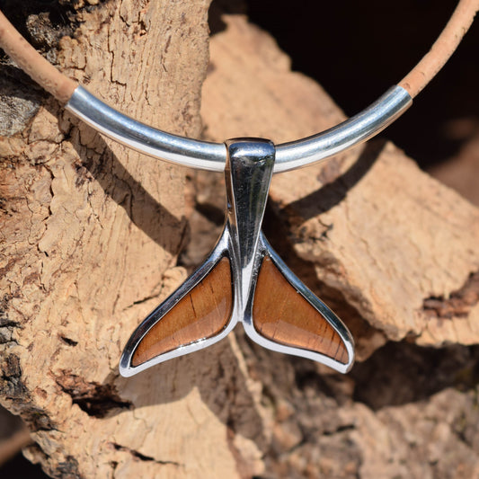 Sterling Silver Hawaiian KOA Whale Tail Necklace (N89)
