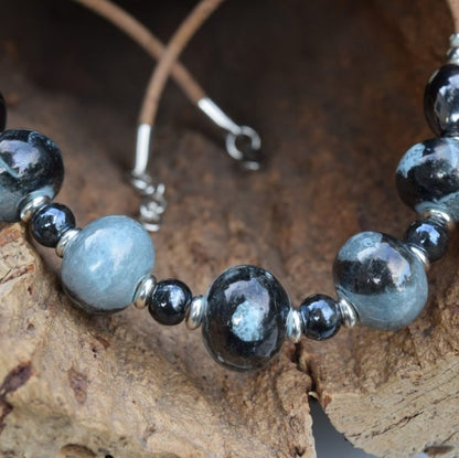 Black Turquoise Ceremic Beaded Necklace (N94)