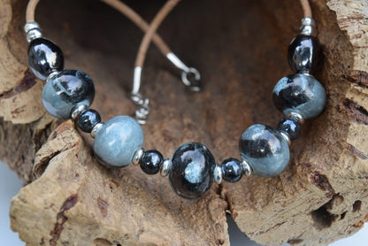 Black Turquoise Ceremic Beaded Necklace (N94)
