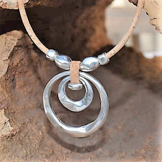 Silver Plated Zinc Circle Necklace (N64)