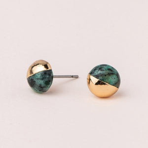 Dipped Stone Stud - African Turquoise/Gold (ES010)