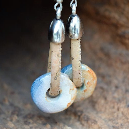 Grecian Bead Cork Earrings (E10)