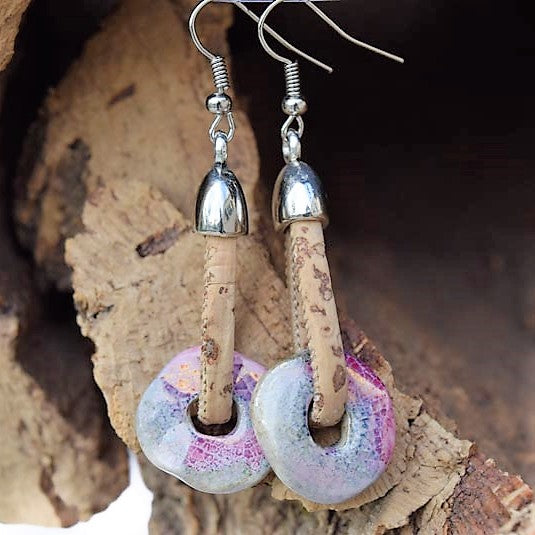 Grecian Bead Cork Earrings (E10)