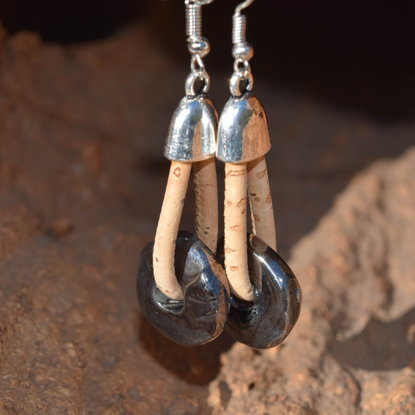 Grecian Bead Cork Earrings (E10)