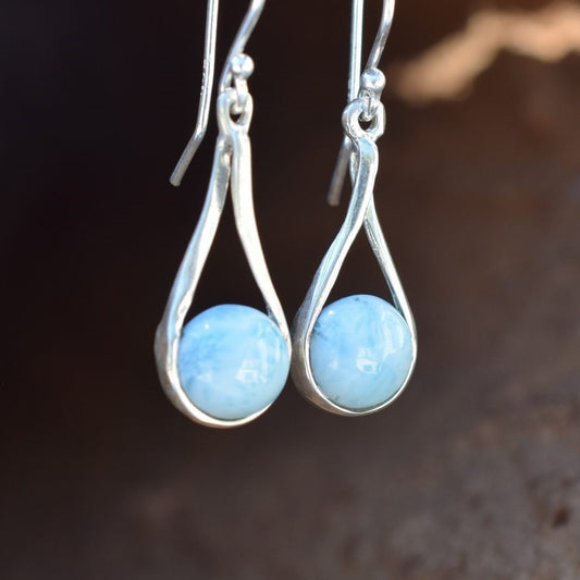 Tear Drop Larimar Earrings (E11)