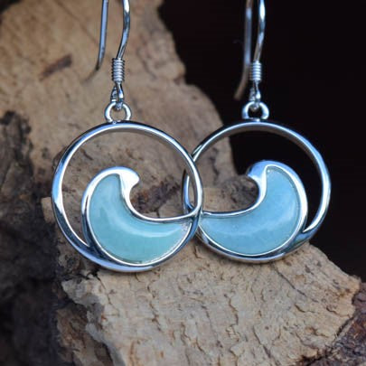 Wave Larimar Earrings (E18)