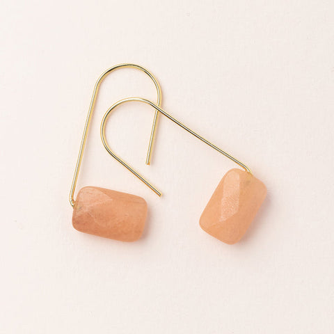 Floating Stone Earring - Sunstone/Gold (EF007)
