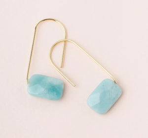 Floating Stone Earring - Amazonite/Gold (EF005)