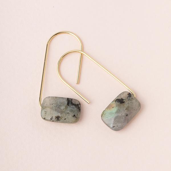 Floating Stone Earring - Labradorite/Gold (EF001)