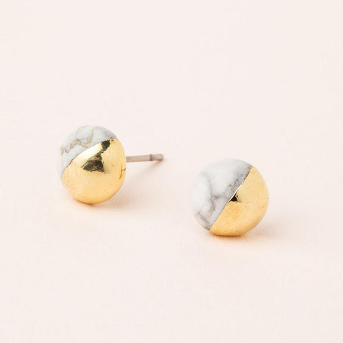 Dipped Stone Stud - Howlite/Gold (ES006)