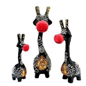Wooden Giraffe Figurines-Brown