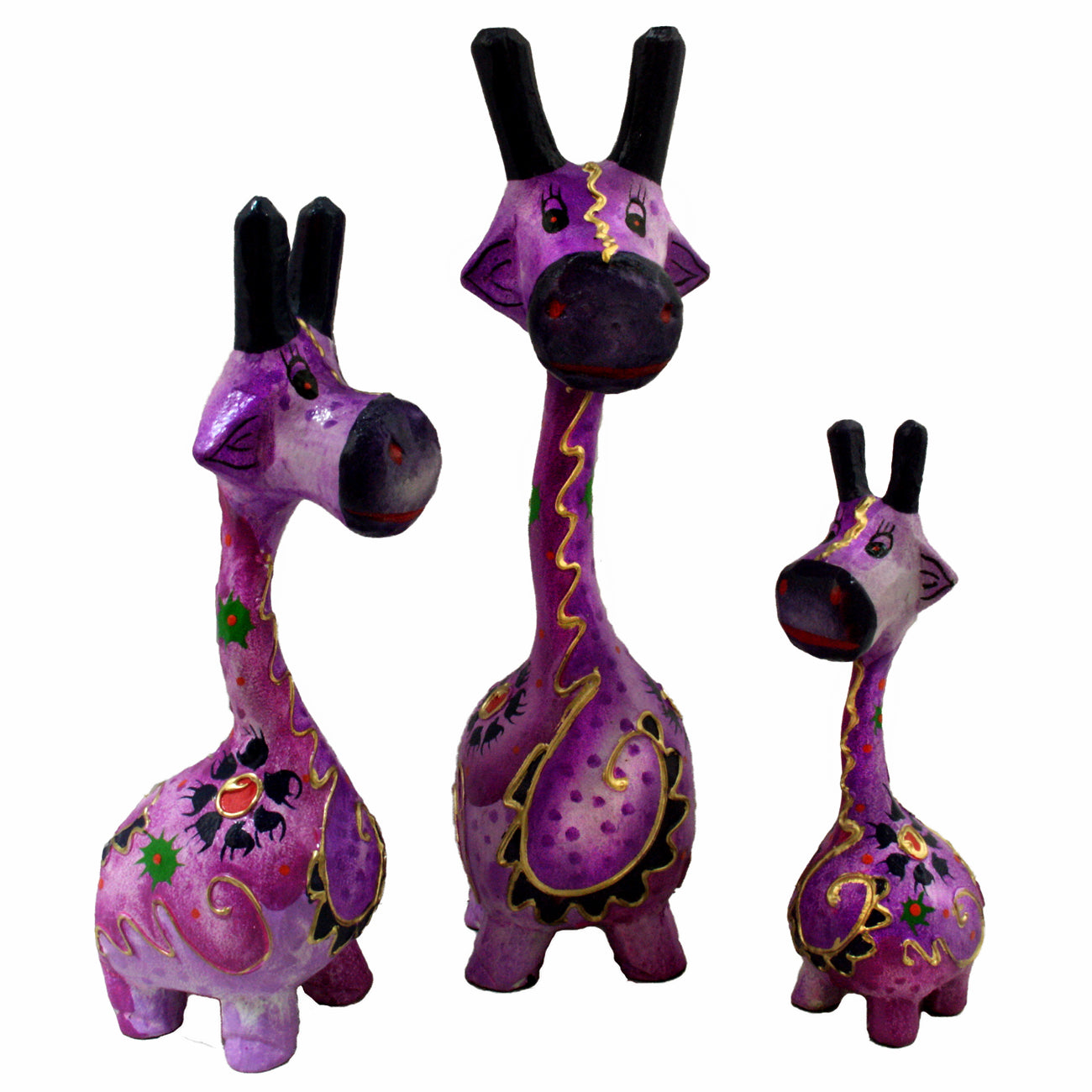 Wooden Giraffe Figurines-Purple
