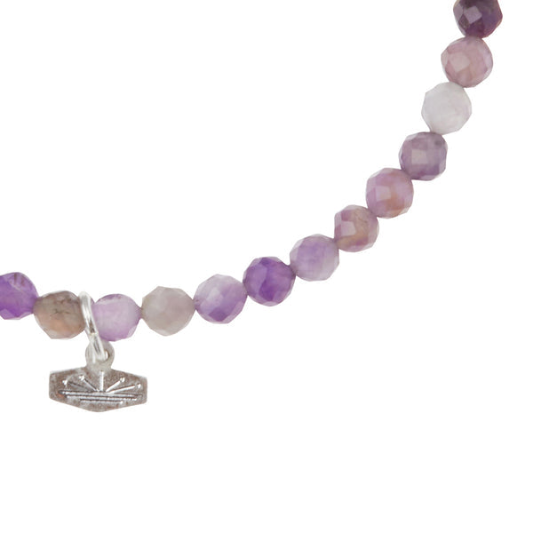 Mini Faceted Stone Stacking Bracelet Amethyst | Silver (SP002)