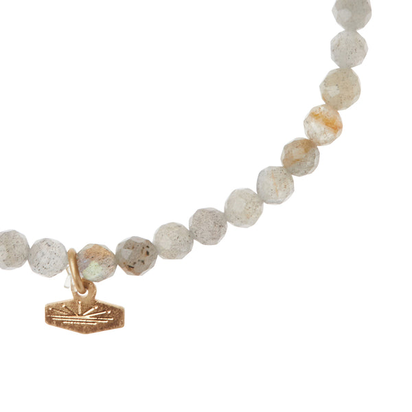 Mini Faceted Stone Stacking Bracelet Labradorite | Gold (SP004)