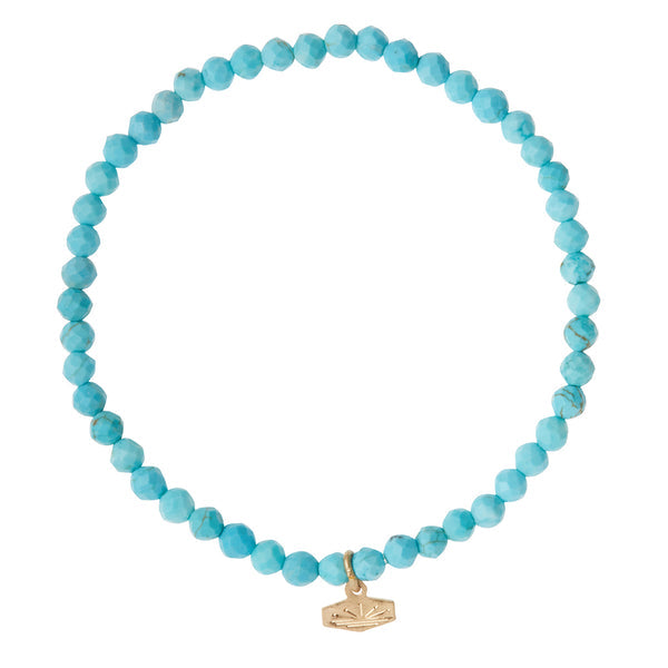 Mini Faceted Stone Stacking Bracelet Turquoise | Gold (SP005)