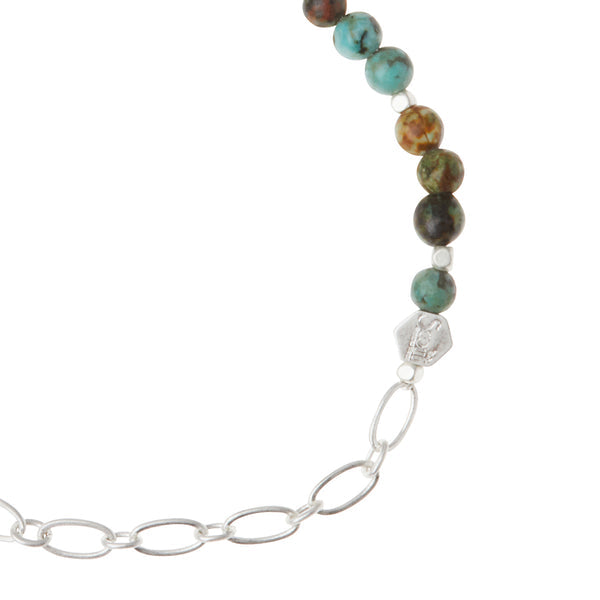 Mini Stone with Chain Stacking Bracelet - African Turquoise | Silver (SQ003)