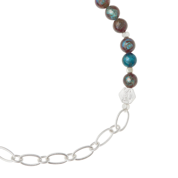 Mini Stone with Chain Stacking Bracelet - Blue Sky Jasper | Silver (SQ001)